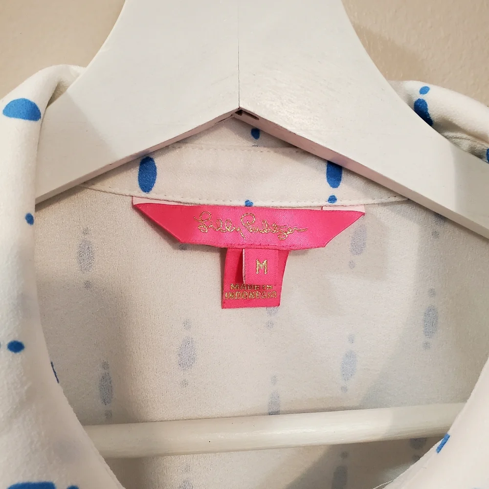 Lilly Pulitzer - Tavia Top Resort White Coconut Row Blouse - Size M - Picture 5 of 11